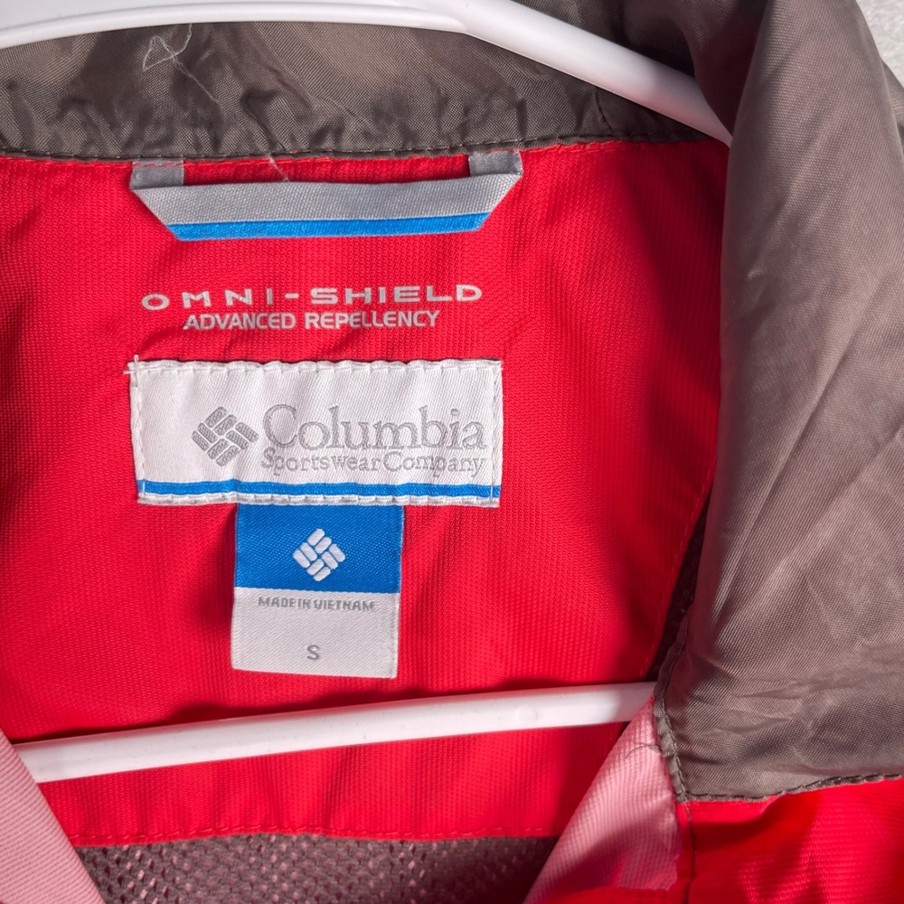 Columbia Rain Jacket Lightweight Omni-Shield‎ Belted Active Red Size S - Picture 2 of 8